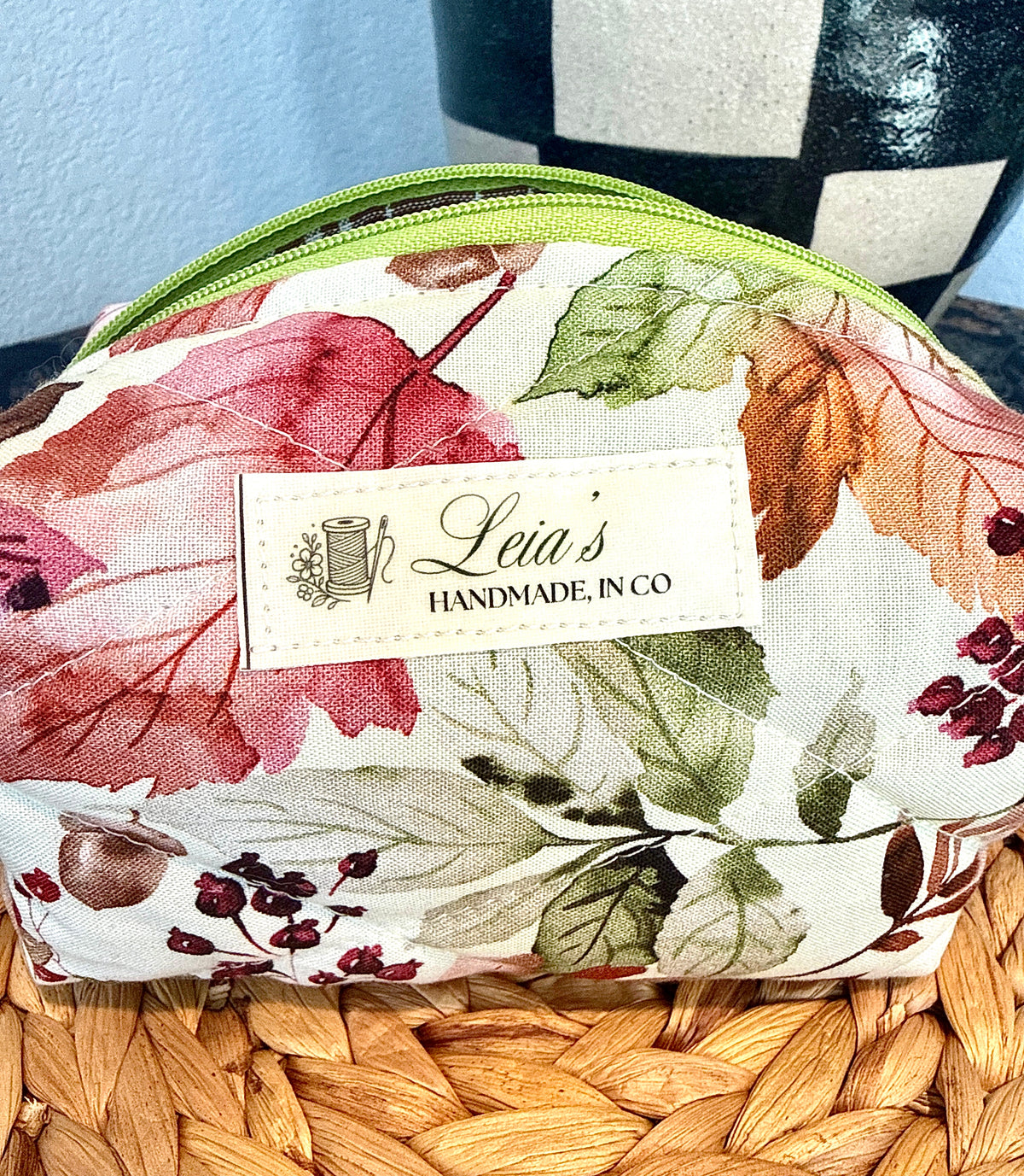 Handmade Quilted Boxy Bag - Autumn Leaves (Small)