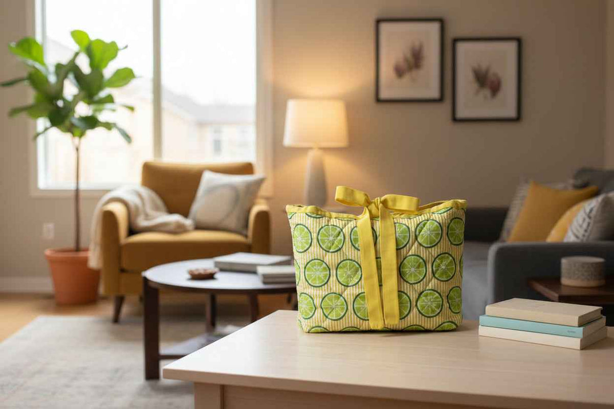 Handmade Quilted Book Sleeve - Lime Love (Large)