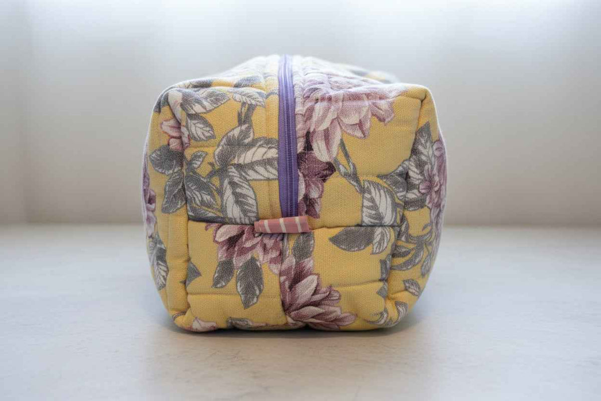 Handmade Quilted Boxy Bag - Magnolia Morning with Grey Liner