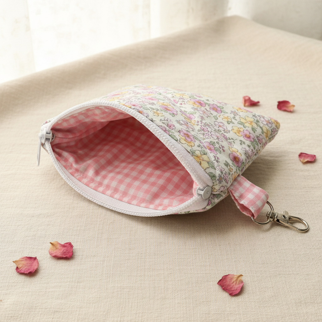 Coin Pouch - Pink Gingham Lining
