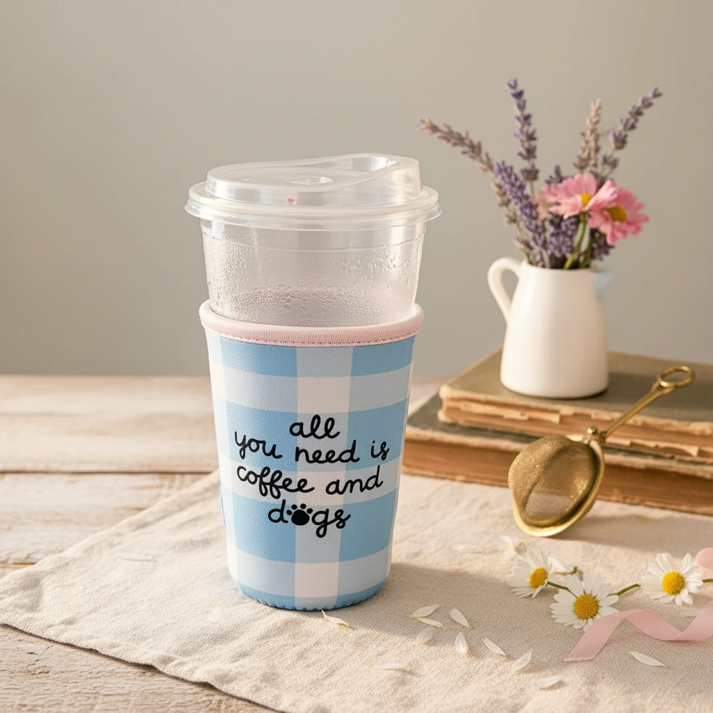 Gingham Cup Cozy Flat Lifestyle