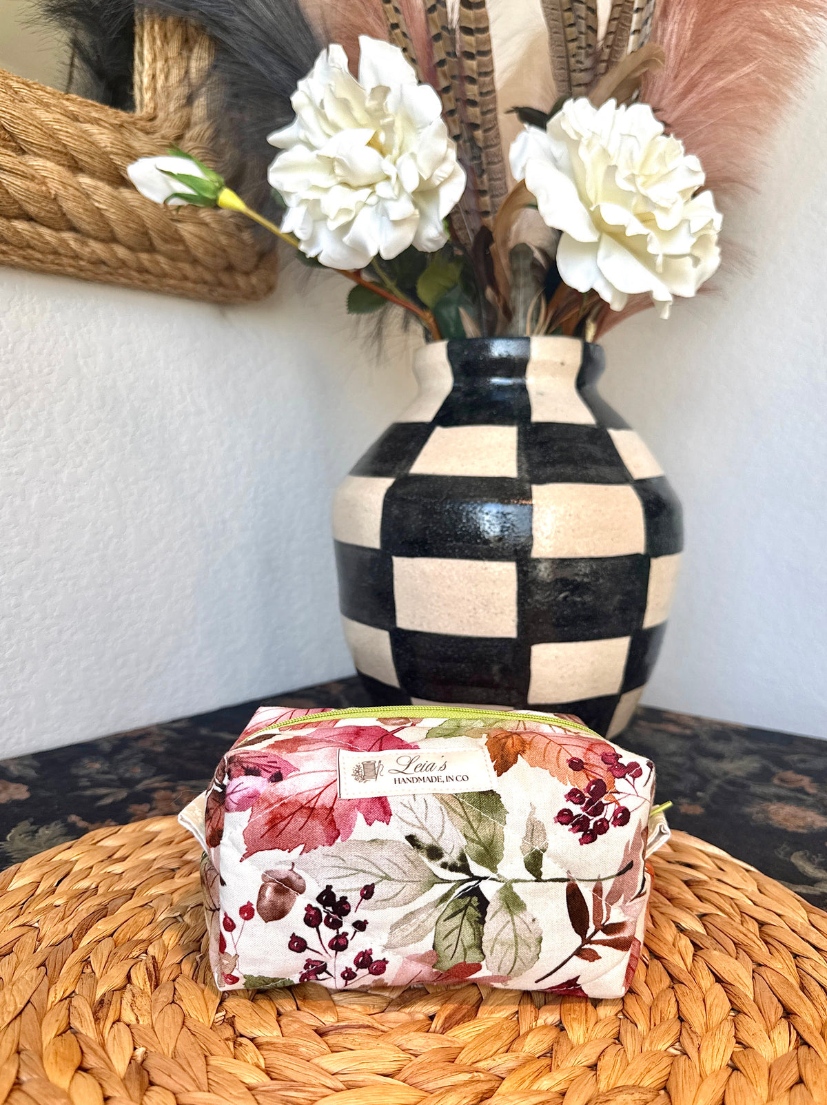 Handmade Quilted Boxy Bag - Autumn Leaves (Small)
