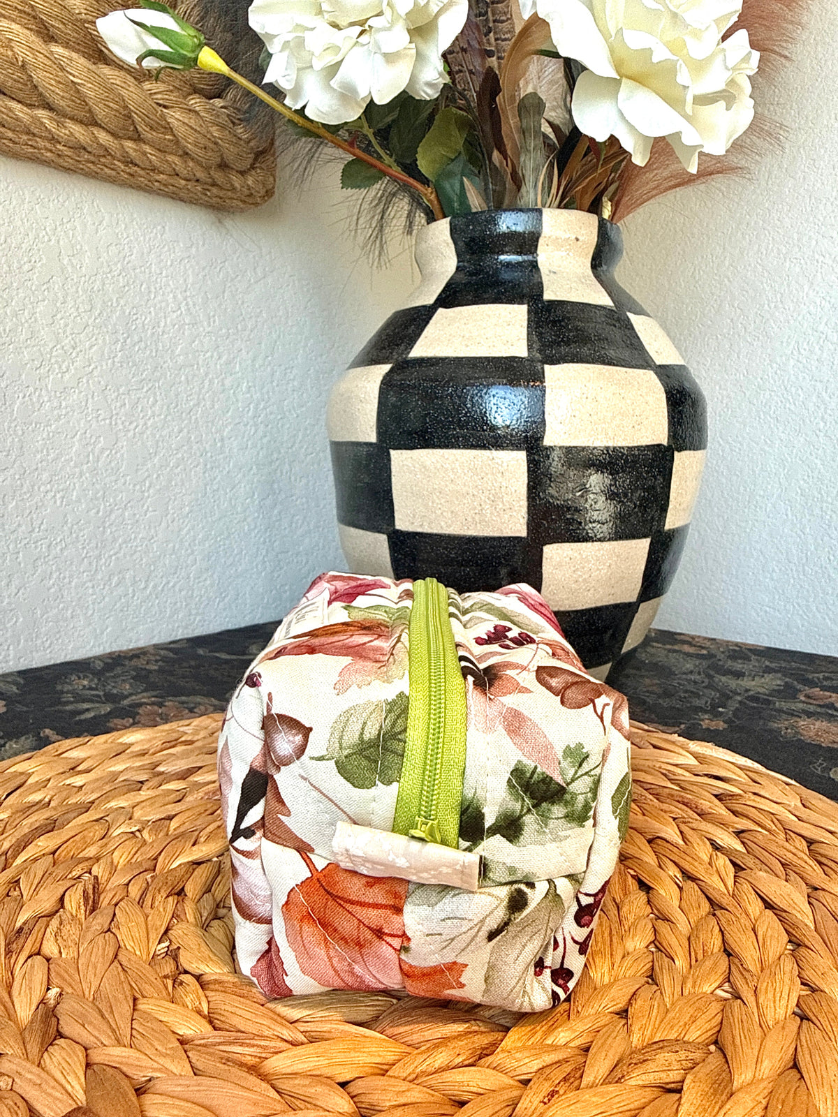 Handmade Quilted Boxy Bag - Autumn Leaves (Small)