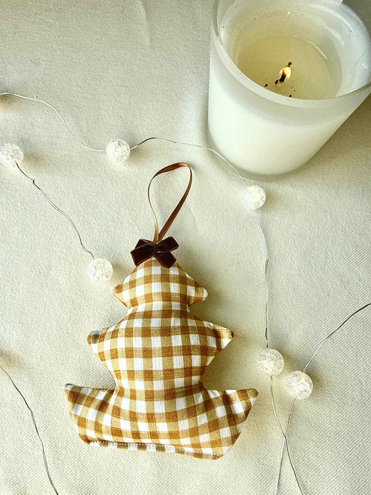 Harvest Hearth Tree Ornament - Mustard Gingham