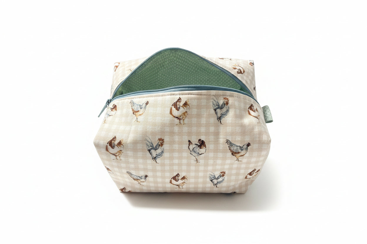 Chicken Print Quilted Boxy Bag - Large