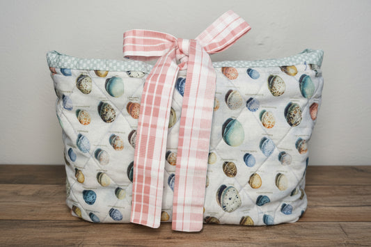 Bird Egg Books Sleeve with Pink Checkered Bow - Large