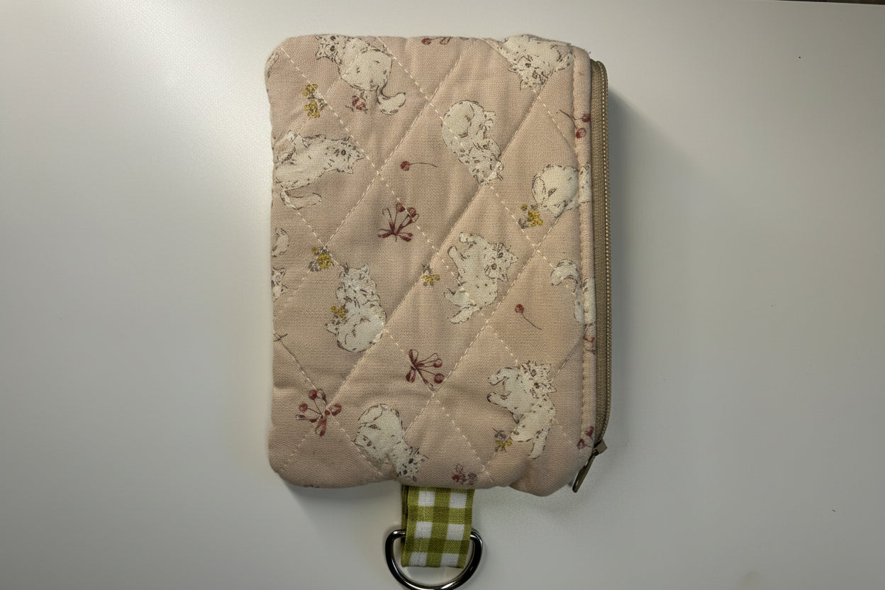 Playful Kitty Quilted Coin Pouch