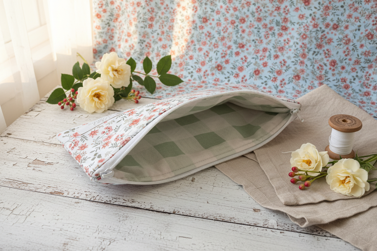 Blue Floral Zipper Bag Lifestyle