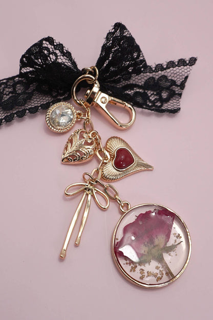 Bow Heart Bag Charm
