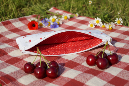 Cherry Pencil Case Open - Picnic Background Exact Dimensions