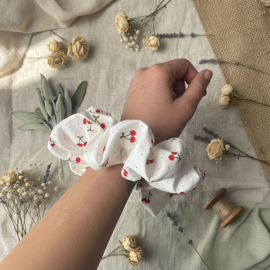 Cherry Scrunchie — Cottagecore Background