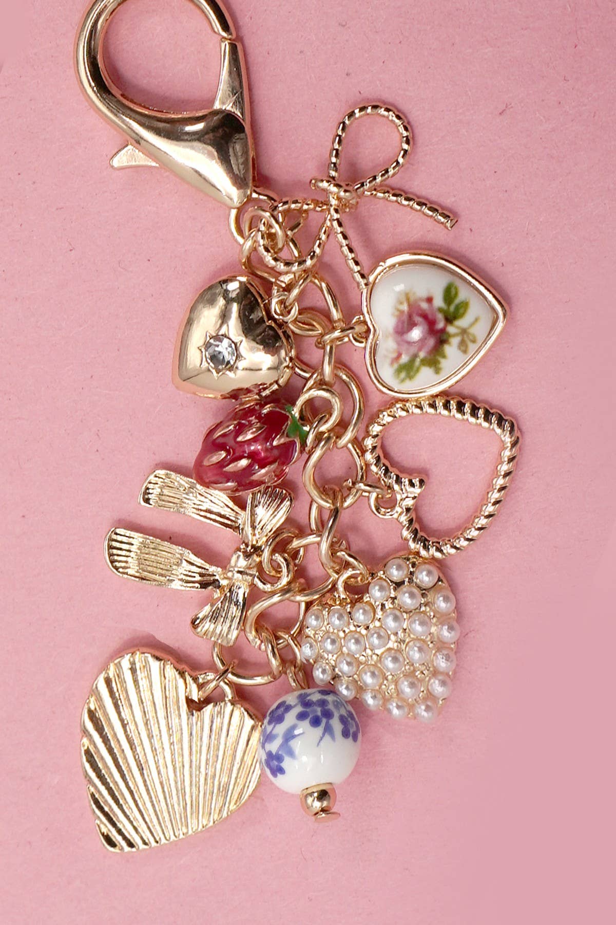 Strawberry Heart Bag Charm