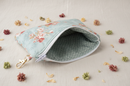 Floral Wristlet Pouch Open Empty Lining
