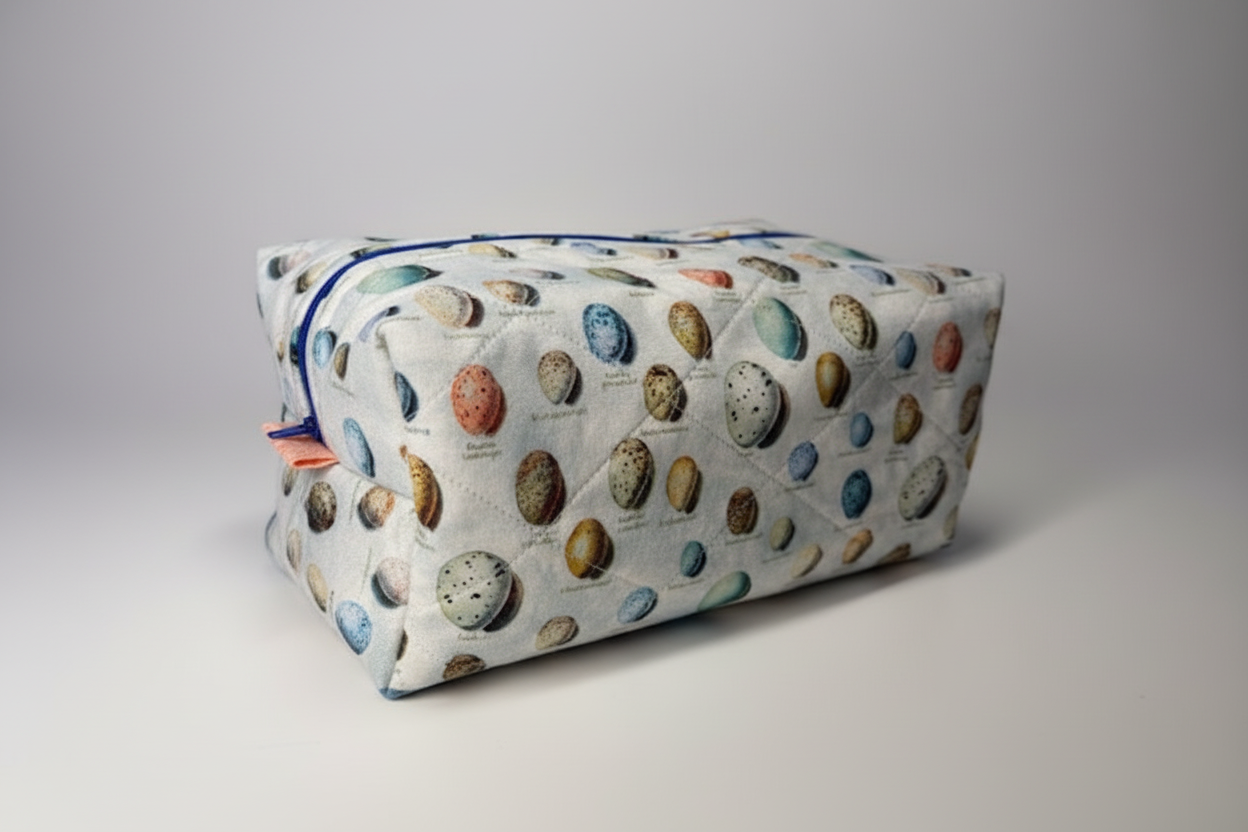 Handmade bird egg print zippered pouch