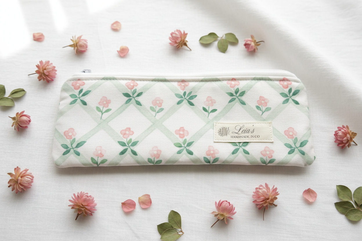 Lattice Floral Pencil Case - Hero