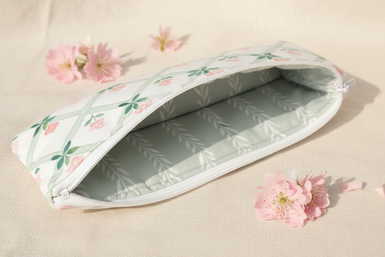 Lattice Floral Pencil Case - Interior