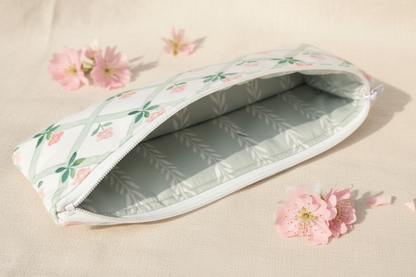 Lattice Floral Pencil Case - Interior
