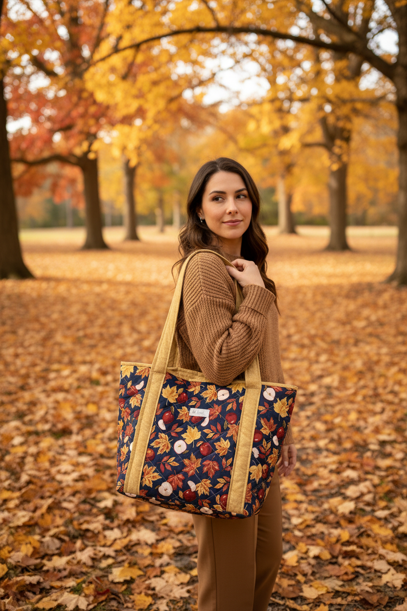 Lifestyle tote bag product accurate fall setting