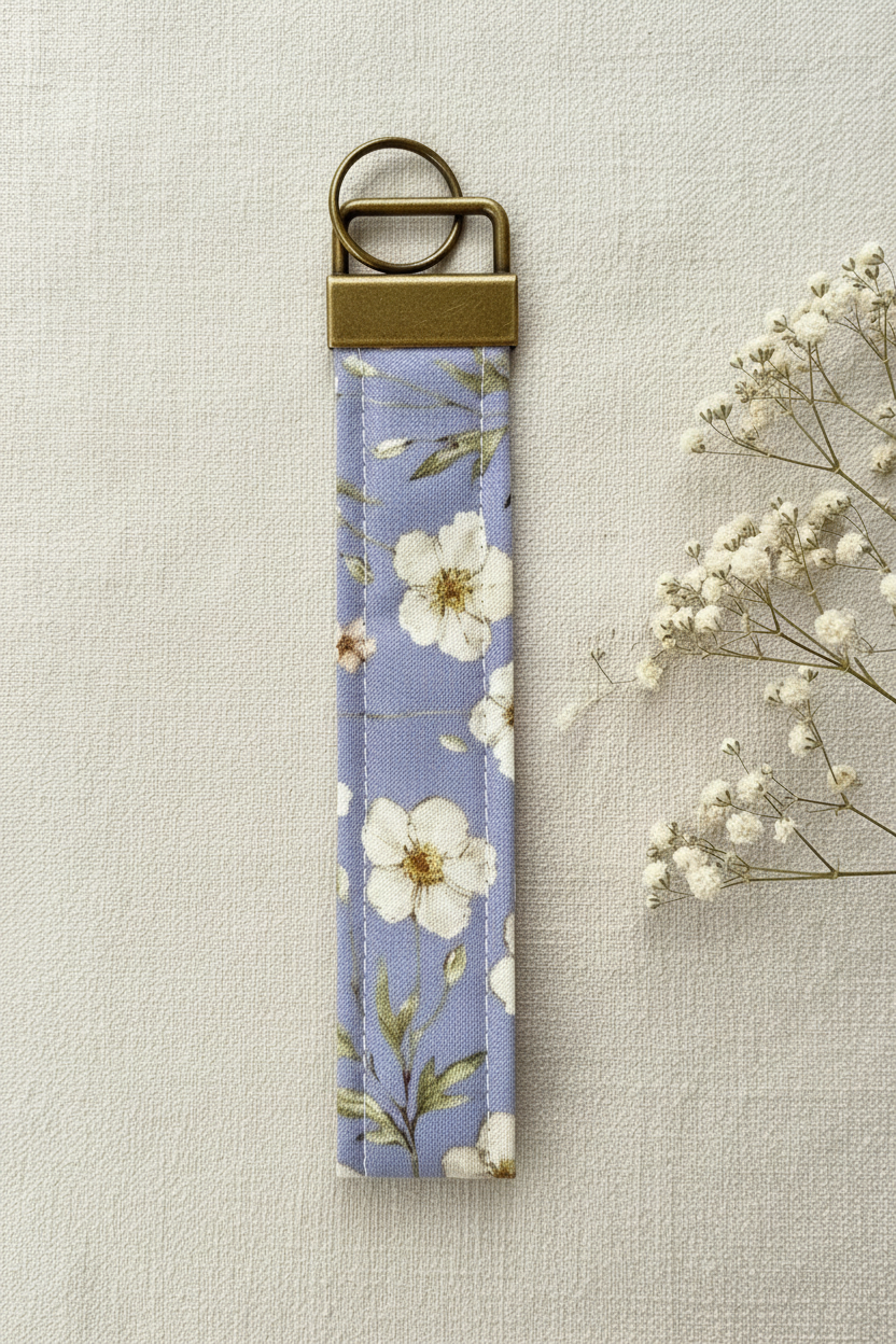 Periwinkle Wild Rose Wristlet - Aged Bronze Hardware