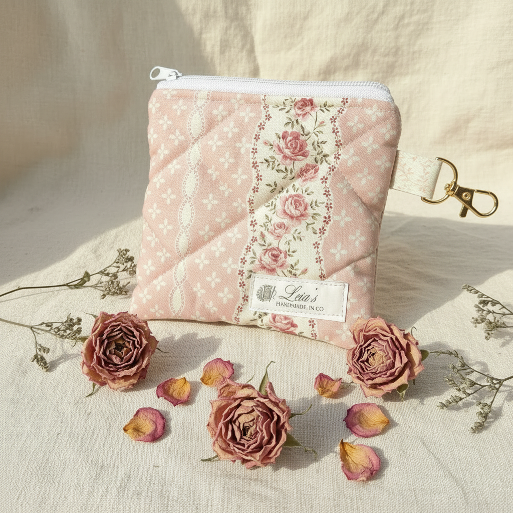 Pink Rambler Keychain Wallet - Gold Clasp