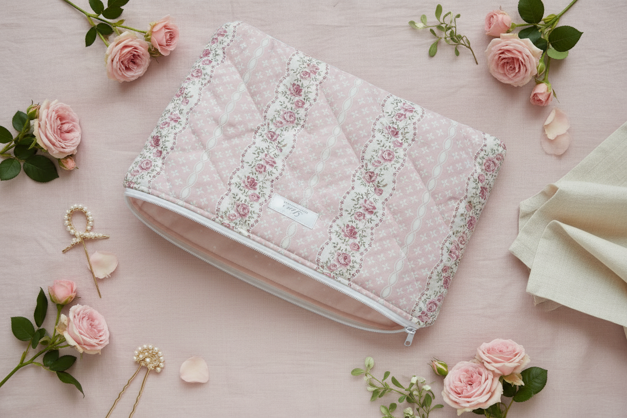 Pink Rambler - Open Liner Shot with Blush Background & Props