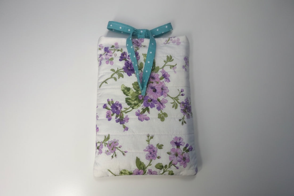 Handmade Purple Floral Book Sleeve - Small